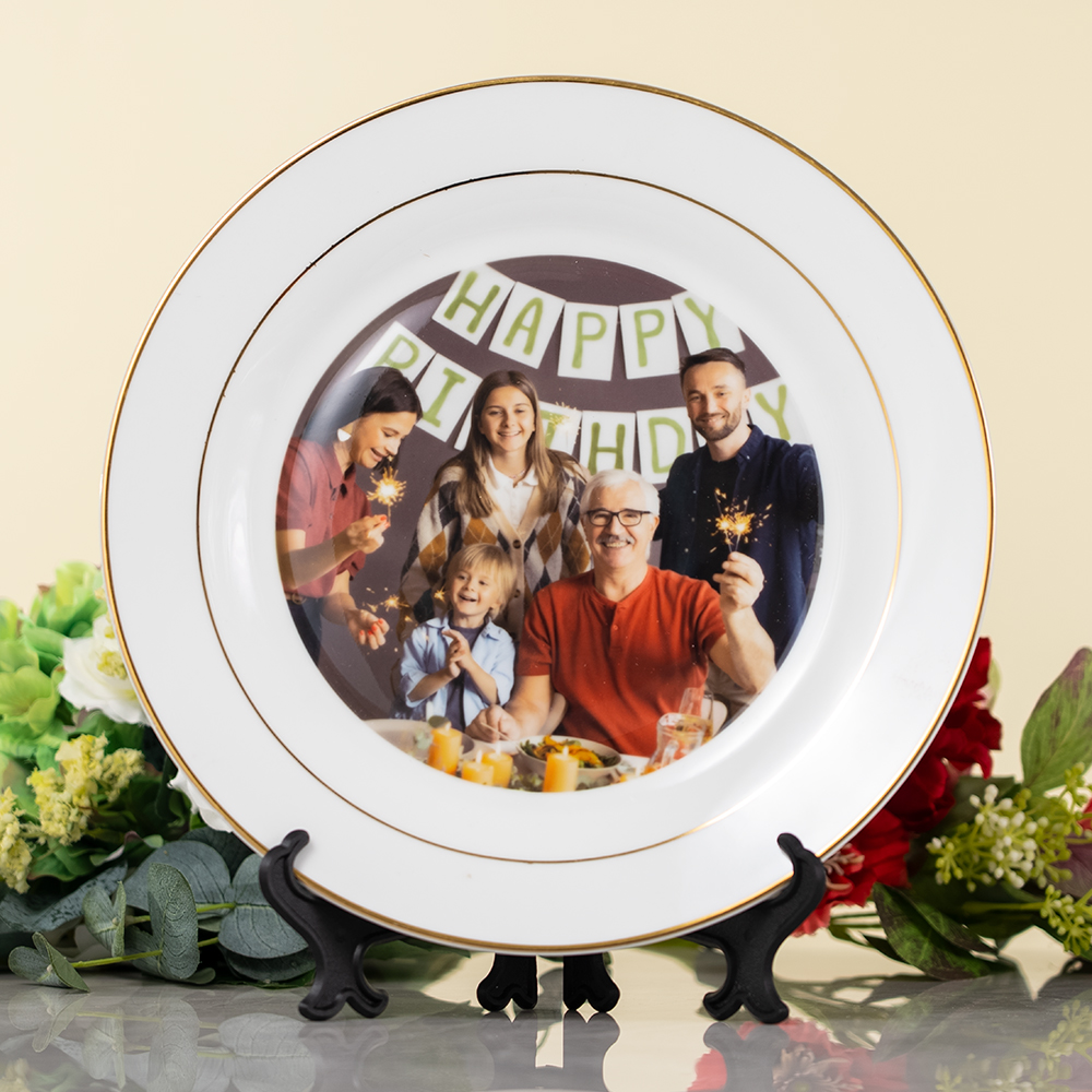 sublimation flat plate with gold rim