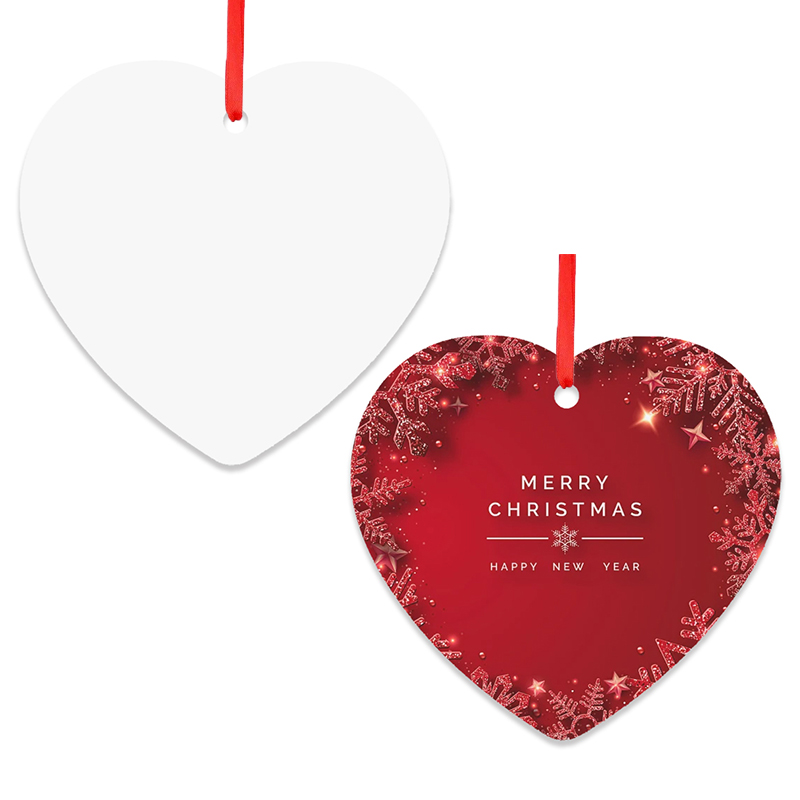 heart shape sublimation aluminum ornament