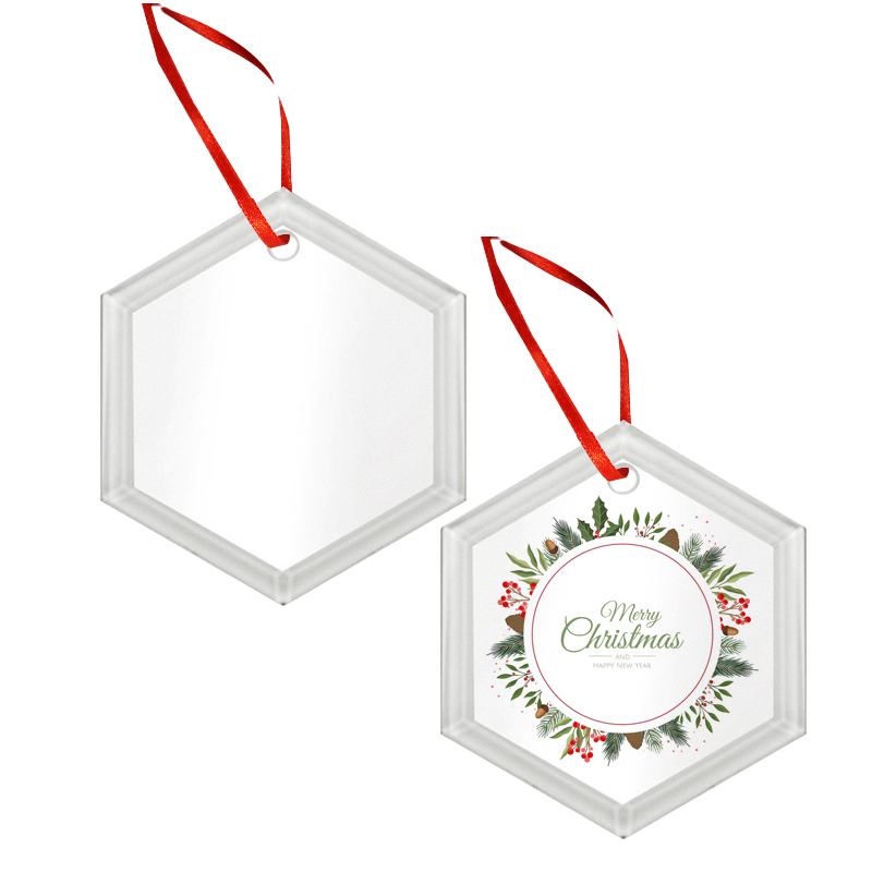 hexagon shape sublimation glass ornament