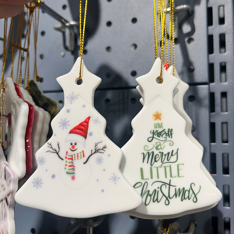 tree shape sublimation ceramic ornament