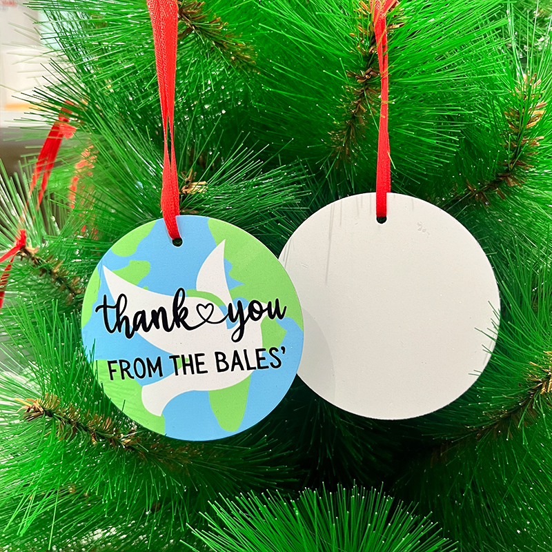 round shape sublimation aluminum ornament