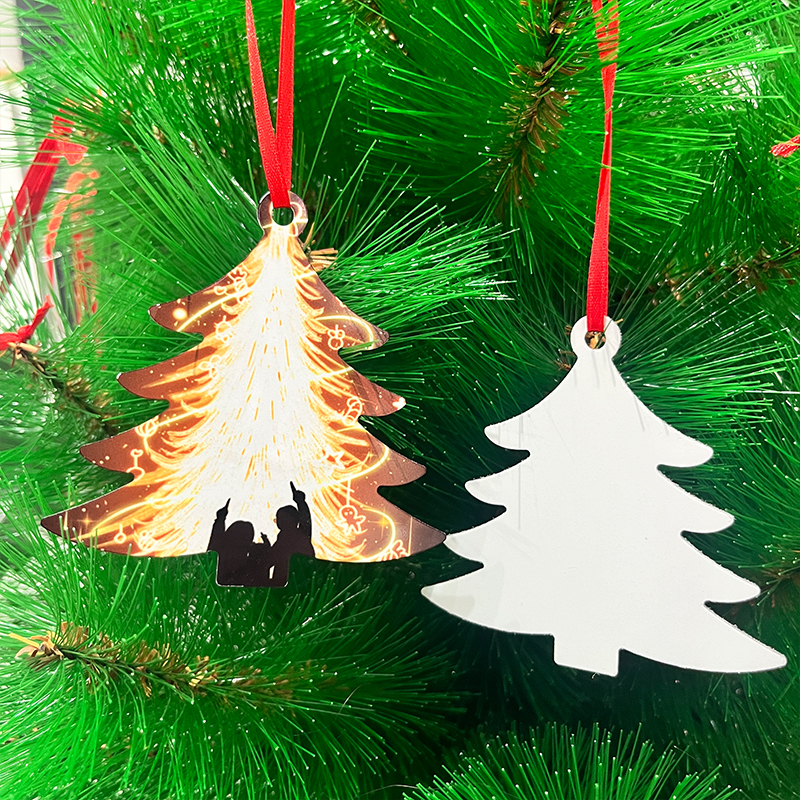tree shape sublimation aluminum ornament