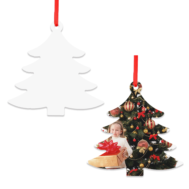tree shape sublimation aluminum ornament