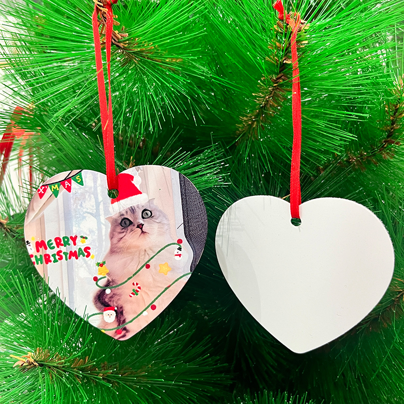 heart shape sublimation aluminum ornament