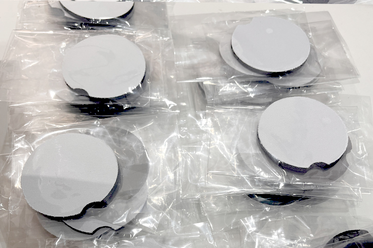 round shape sublimation rubber coaster package