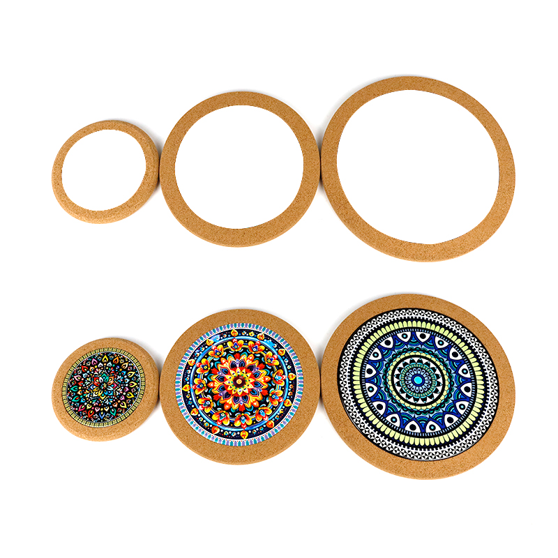 round shape cork sublimation ceramic trivet