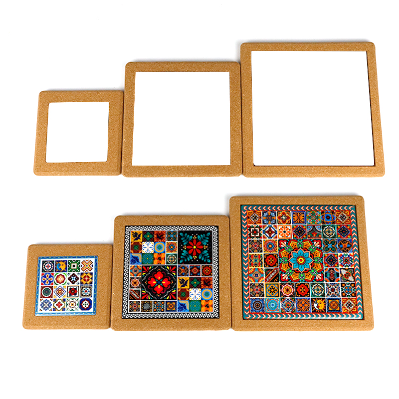 square shape cork sublimation ceramic trivet