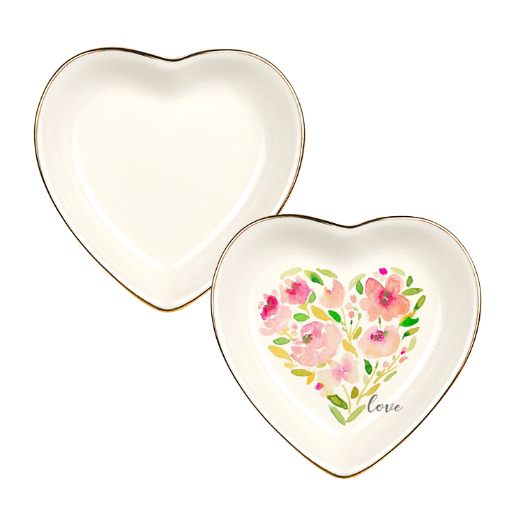 heart trinket dish with gold rim