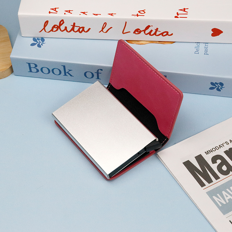 laser engrave blank PU card wallet case