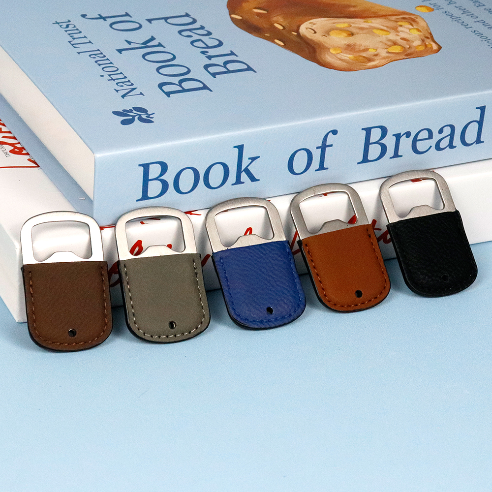laser engrave blank PU cover dog tag shape opener