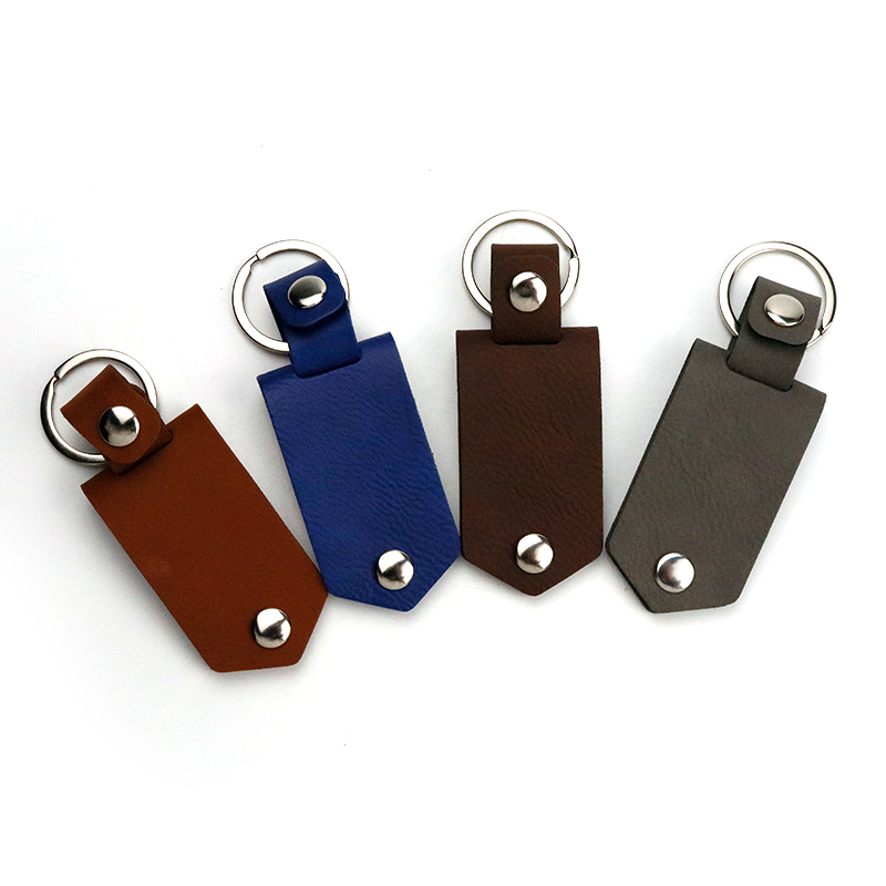 laser engrave blank PU keychain with sublimation photo insert