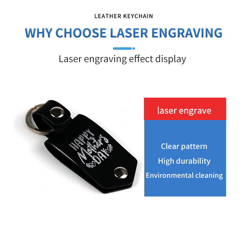 laser engrave blank PU keychain with sublimation photo insert