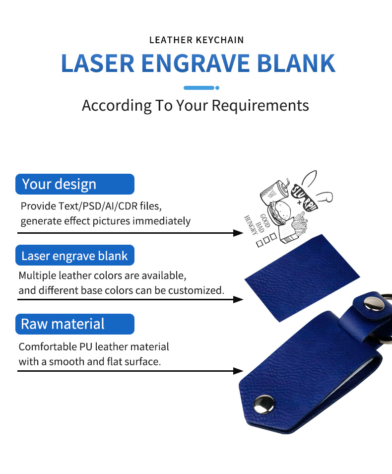 laser engrave blank PU keychain with sublimation photo insert