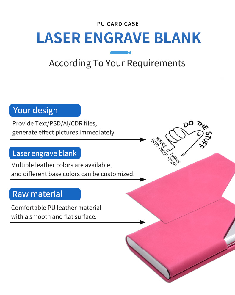 laser engrave blank PU namecard case