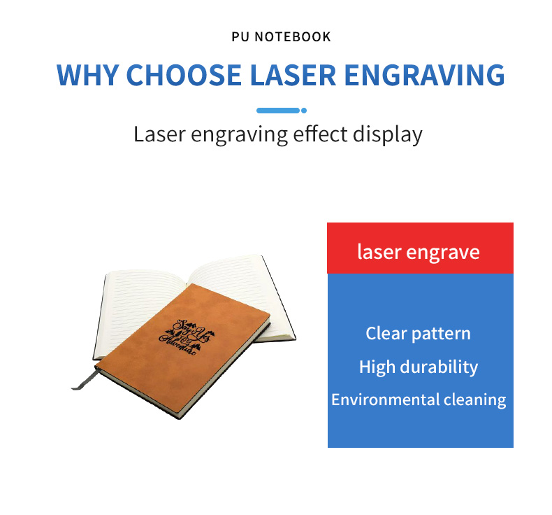 laser engrave blank PU cover A5 notebook