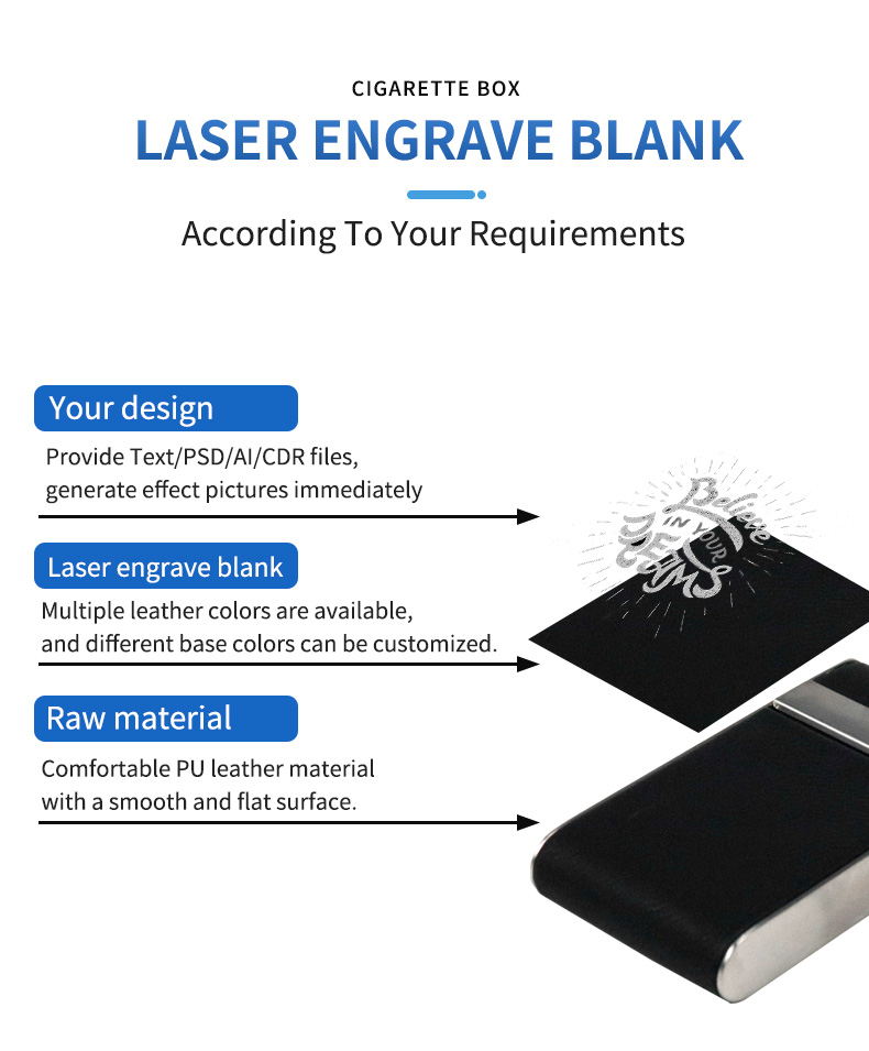 laser engrave blank PU cigarette box