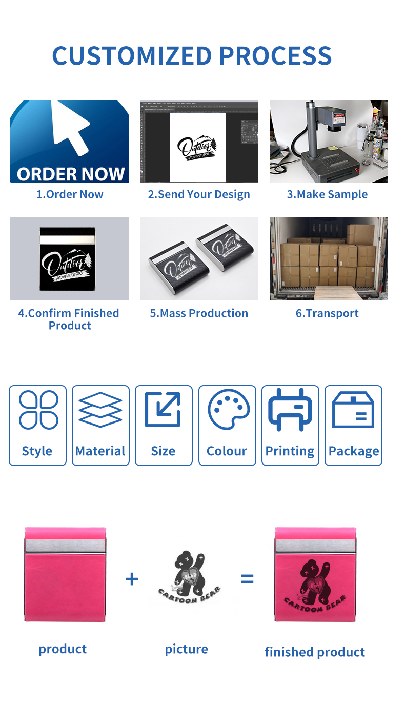 laser engrave blank PU cigarette box