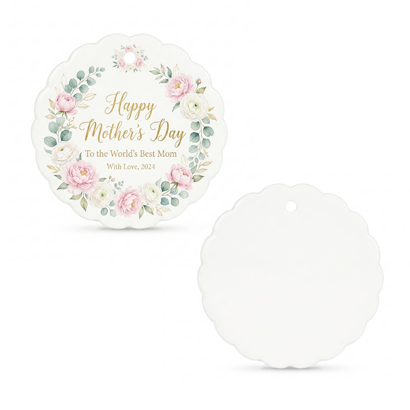 Sublimation Scalloped shape ceramic sublimation ornament